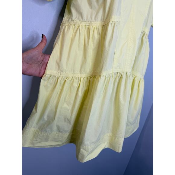 A.L.C. Camila Short-Oversized Sleeve Tiered Mini Dress Canary Sz 0 - Picture 10 of 13